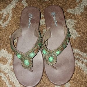 Size 8 beaded flip flops